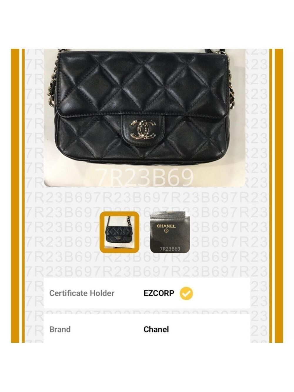 Chanel Mini Quilted Lambskin Chain Crossbody Bag Black Gold Hardware COA - Picture 6 of 16